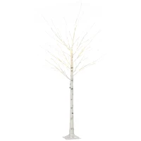HOMCOM Albero di Natale Bianco con Luci LED e 12 Rami per Interni ed Esterni, in PP e Metallo, 22x22x180 cm(m-10)