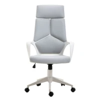 HOMCOM Cadeira de Escritório Giratória de Malha com Função de Inclinação Altura Ajustável e Encosto Alto 63x63x117-127 cm Cinza(m-10)