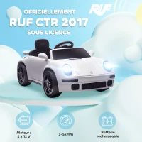 AIYAPLAY Voiture électrique enfants, véhicule électrique 12V, télécommande 2,4G, phares, musique, klaxon, 103 x 55 x 44 cm, blanc(m-4)