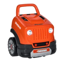 HOMCOM Officina Camion Giocattolo per Bambini 3-5 Anni con Motore, Ruote e Maniglia, 61 Accessori, 40x39x47cm, Arancione(m-11)