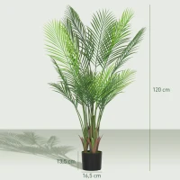 HOMCOM Künstlicher Innenpalm 120 cm, künstlicher Palmbaum mit Kunststofftopf und Beflockung, grün(m-3)