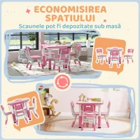 Aiyaplay Set Masa & Scaune Reglabile 18–60 luni cu Tablita – Roz(m-8)