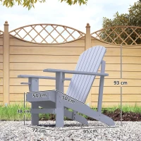 Outsunny Fauteuil de jardin Adirondack grand confort porte-gobelet intégré bois de sapin traité peint gris(m-3)