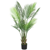 HOMCOM Planta artificial interior 120 cm, árbol artificial de palmera con maceta de plástico y flocado, verde(m-7)