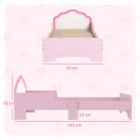 ZONEKIZ Cama Infantil 70x140 cm con Barrera Anticaídas y Somier Cabecero en Forma de Nube Rosa(m-3)