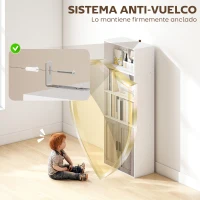 HOMCOM Estantería para Libros Estrecha Librería con Puertas Estantes Abiertos y Armario 60x30x149,5 cm Blanco y Marrón(m-7)