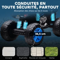 AIYAPLAY Quad électrique enfant 24V, voiture électrique enfants ATV, double moteur, phares, port USB et MP3, 109x68,5x76cm, noir(m-7)