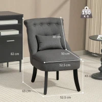 HOMCOM Fabric Single Sofa Dining Chair Tub Chair Upholstered W/ Pillow Solid Wood Leg Home Living Room Furniture Charcoal Grey(m-3)