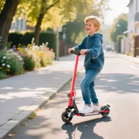 SPORTNOW Folding Electric Scooter for Kids, with Dual Brakes, Front Suspension, LED Colourful Lights, Red(m-2)