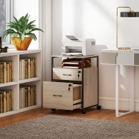 Vinsetto Cajonera de Oficina Cajonera para Escritorio con 2 Cajones y Ruedas para Tamaño Carta A4 44x40x66,5 cm Tono Madera(m-8)