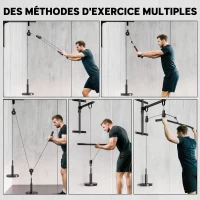 SPORTNOW Poulie musculation maison, cable machine musculation exercices de flexion des biceps, des triceps et des bras(m-4)