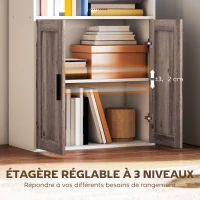 HOMCOM Bibliothèque meuble de rangement 5 niveaux avec compartiments ouverts et 1 placard, 60 x 30 x 149,5 cm, blanc(m-5)