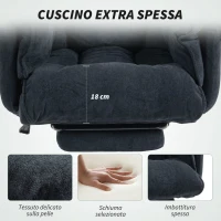 HOMCOM Sedia da Ufficio Reclinabile con Poggiapiedi, Schienale Alto, Altezza Regolabile e Ruote, Nero(m-5)