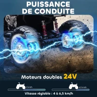 AIYAPLAY Quad électrique enfant 24V, voiture électrique enfants ATV, double moteur, phares, port USB et MP3, 109x68,5x76cm, noir(m-4)