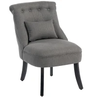HOMCOM Fabric Single Sofa Dining Chair Tub Chair Upholstered W/ Pillow Solid Wood Leg Home Living Room Furniture Charcoal Grey(m-11)