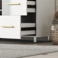 HOMCOM Mueble de Baño con Diseño de 3 Niveles, MDF, Aglomerado, Blanco(m-5)