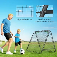 HOMCOM Double Sided Football Rebounder Net, Football Rebound Goal with Five Adjustable Angles, Black(m-6)