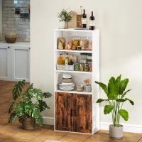 HOMCOM 5-Tier Bookcase with Adjustable Shelf - Rustic Brown(m-9)