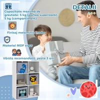 ZONEKIZ Organizator pentru Jucarii, Dulap de Depozitare cu Trei Sertare din Material, Raft Organizator, 61,8x29,9x91,5 cm, Alb(m-7)