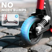 SPORTNOW Folding Electric Scooter for Kids, with Dual Brakes, Front Suspension, LED Colourful Lights, Red(m-8)