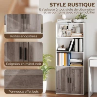 HOMCOM Bibliothèque meuble de rangement 5 niveaux avec compartiments ouverts et 1 placard, 60 x 30 x 149,5 cm, blanc(m-6)