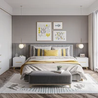 HOMCOM Comodino Moderno con 2 Cassetti, Set 2 Pezzi in Truciolato e Gambe in Legno di Pino, 50Lx40Px50.5A cm, Bianco(m-2)