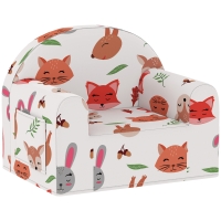 AIYAPLAY Kinder-Sofa mit Fuchsdruck Kinder-Sofa für 18-36 Monate mit abnehmbarem Bezug und Tasche 54x40x43 cm Weiß