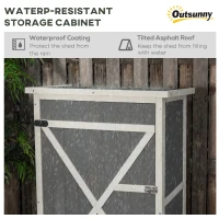 Outsunny Wooden Garden Storage Shed, Garden Shed Tool Cabinet Organiser with Shelves, 75 x 56 x115cm, Grey(m-5)