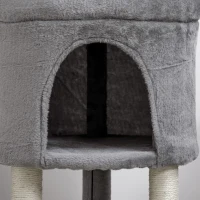 PawHut Albero Tiragraffi per Gatti con Casetta e Lettino, Pali in Sisal e Palline, 44.5x44.5x73.5cm, Grigio(m-9)