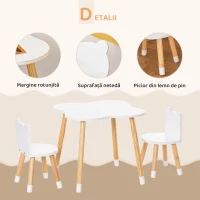 Qaba Set Masa & Scaun Lemn Copii – Pentru Joaca, Desen & Activitati(m-6)