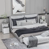HOMCOM Set 2 Comodini Moderni dal Design Irregolare con Ripiano Aperto in Truciolato, 35x29.5x60 cm, Grigio e Bianco(m-2)