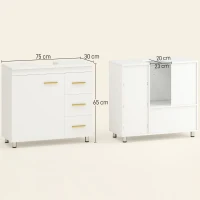 HOMCOM Mobile Sottolavabo Bagno, Design a Tre Livelli, MDF, Truciolato, Bianco(m-3)