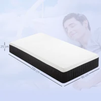 HOMCOM Matelas ergonomique en mousse à mémoire de forme et soutien en 7 zones avec ressorts ensachés(m-3)