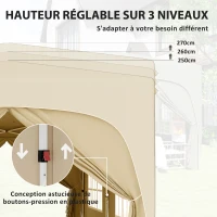 Outsunny Tonnelle pliante 3 x 6m Pop Up, UPF50+ Hauteur ajustable, avec sac de transport et sacs de sable, Sable(m-5)