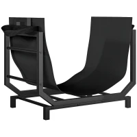 Outsunny Range-bûches porte buche avec sac de transport et poignées pour intérieure, en métal robuste, 53 x 33 x 43 cm, noir(m-11)