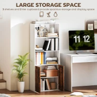 HOMCOM 5-Tier Bookcase with Adjustable Shelf - Rustic Brown(m-4)