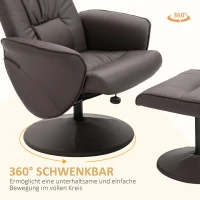 HOMCOM 2-teiliges Sessel-Set, Sessel mit Fußhocker, Relaxsessel mit Fußhocker, höhenverstellbar, neigbare Rückenlehne, Braun(m-5)
