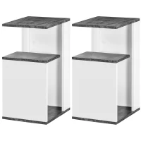 HOMCOM Set 2 Comodini Moderni dal Design Irregolare con Ripiano Aperto in Truciolato, 35x29.5x60 cm, Grigio e Bianco(m-10)