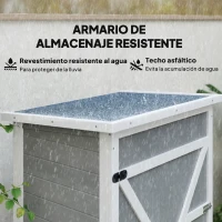 Outsunny Armario de Jardín de Madera para Exterior para Herramientas con 2 Estantes y Techo Asfáltico 75x56x115 cm Gris(m-5)