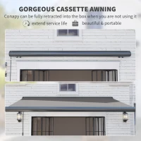 Outsunny 3.5 x 3 m Electric Awning with Remote Controller, Aluminium Frame DIY Retractable Awning, UV50+ Sun Shade Canopy for Garden Patio Deck Door Window, Light Grey(m-5)