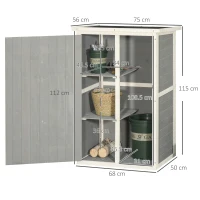 Outsunny Wooden Garden Storage Shed, Garden Shed Tool Cabinet Organiser with Shelves, 75 x 56 x115cm, Grey(m-3)