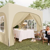 Outsunny 3 x 3m Pop-Up Gazebo Shelter, with Accessories - Sand(m-9)