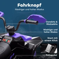 AIYAPLAY Kinder Elektrische Quad, 24V Elektrisch Voertuig met 4 Wielen, Koplampen, USB-aansluiting, MP3-functie, 6,5 km/u, 3-8 jaar(m-9)