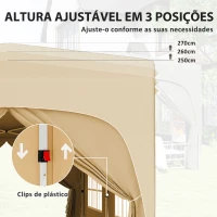 Outsunny Tenda Dobrável 3x6 m com Painéis Laterais UPF50+ Tenda de Jardim com Altura Ajustável e Bolsa de Transporte Areia(m-5)