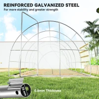 Outsunny Reinforced Walk-In Polytunnel Greenhouse with Metal Hinged Door, 25mm Diameter Galvanised Steel Frame & Mesh Windows (3 x 6M)(m-7)