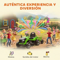 AIYAPLAY Tractor Eléctrico para Niños con Remolque Desmontable Batería 12V Velocidad 3-5 km/h, Control Remoto 2,4G Verde(m-8)