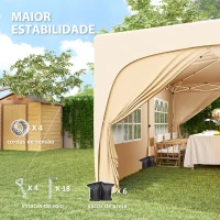 Outsunny Tenda Dobrável 3x6 m com Painéis Laterais UPF50+ Tenda de Jardim com Altura Ajustável e Bolsa de Transporte Areia(m-8)