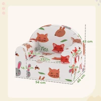 AIYAPLAY Poltrona per Bambini con Stampa di Volpi, da 18-36 Mesi, con Fodera Rimovibile e Tasca, 54x40x43 cm, Bianco(m-3)