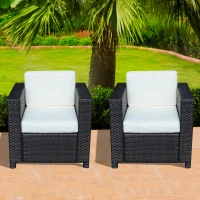 Outsunny 2 Rattan Garden single Seater Chair All Weather Wicker Weave Single Sofa chair armchair Patio Black(m-3)