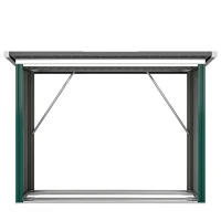 Outsunny Casetta per Legna in Acciaio Zincato con Base Sollevata e Tetto Inclinato 213x66,5x150 cm Verde(m-6)